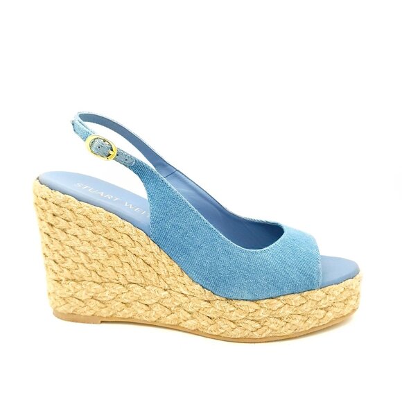NEW Stuart Weitzman Island Peep Toe Sandals Womens 10 Espadrille Chic Modern